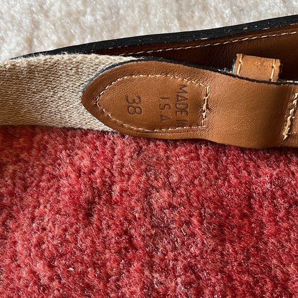 Zep-pro Golf weave belt with tan leather and brass hardware. Made in USA size 38 - Picture 3 of 7